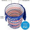 imageCamco Life is Better at The Campsite RV PopUp Utility Container  Features Red White and Blue Patriotic Theme ampamp Holds 30Gal KitchenSize Trash Bags  Includes HeavyDuty Stake 51993