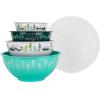 imageCamco Nesting Bowl Set with Lids  Features Life is Better at The Campsite Design  Camping Dishware Set Includes 4 Durable Melamine Bowls with 4 Plastic Lids  Camping Kitchen Essentials53451Multi Size