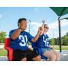 imageCamco Portable Stadium Seat  Steel Frame wPadded Cushion Seat Back Support ampamp Armrests  Invertible Armrests for Wider Seat ampamp NonSkid Bottom  Great for Camping RVing Picnic ampamp More  Blue 53095Red
