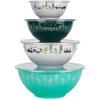 imageCamco Nesting Bowl Set with Lids  Features Life is Better at The Campsite Design  Camping Dishware Set Includes 4 Durable Melamine Bowls with 4 Plastic Lids  Camping Kitchen Essentials53451Multi Size