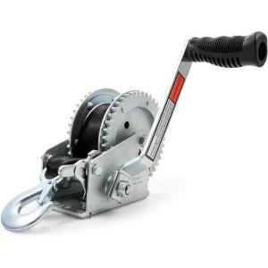 imageCamco 2000lb Boat Trailer Winch  Manual Hand Crank Boat Winch Features 20Foot Strap ampamp 2Way Ratchet  2000lb Weight Capacity  Boat Trailer Accessories 500001 200 lb Capacity
