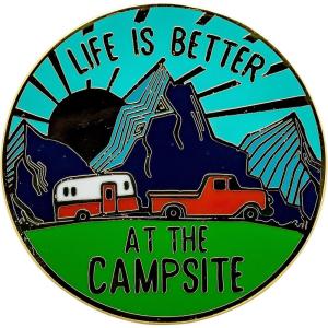 imageCamco Life is Better at The Campsite Heart ampamp Trailer Design Enamel Pin  Great Camping Themed Accessory for Clothing Tote Bag Purse Crossbody Bags for Women or Hats  Measures 1 x 1 53261Sleeping Bag