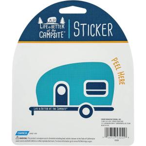 imageCamco Life is Better at The Campsite Multicolor Sunrise Sticker DecalPersonalize Your RV Camper Interior Laptop Car Luggage and More 53254Teal