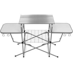 imageCamco Olympian Deluxe Portable Grill Table  Provides Plenty of Room for Grilling Gear While Camping  Folding Grilling Table Collapses for Compact Storage  Supports Up to 100lb 57293Camping Grill Table