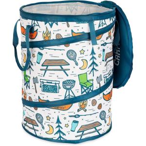 imageCamco PopUp Utility Container  Features Heavy Duty Liner ampamp Zipper Close Lid  Holds 30Gallon KitchenSize Trash Bags  Stands 2Ft Tall ampamp Collapses for RV Storage and Organization 42997Campsite