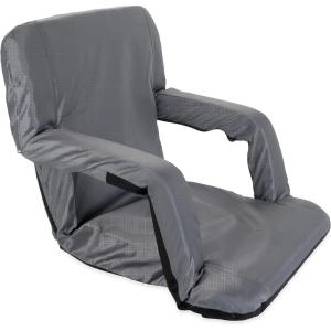 imageCamco Portable Stadium Seat  Steel Frame wPadded Cushion Seat Back Support ampamp Armrests  Invertible Armrests for Wider Seat ampamp NonSkid Bottom  Great for Camping RVing Picnic ampamp More  Blue 53095Grey