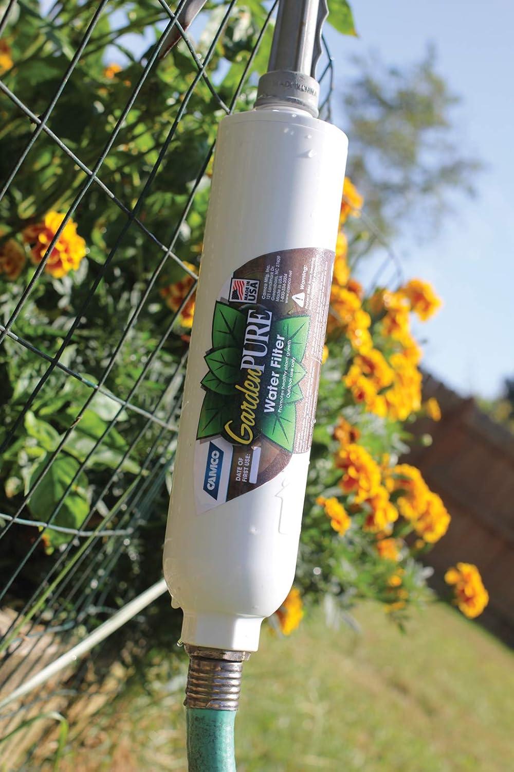 imageCamco GardenPURE Carbon Water Filter  Inline Garden Hose Water Filter  Filters Chlorine ampamp Chloramine Compounds for Improved Plant Health  Perfect for Hydro and Aeroponic Gardening Systems 40691