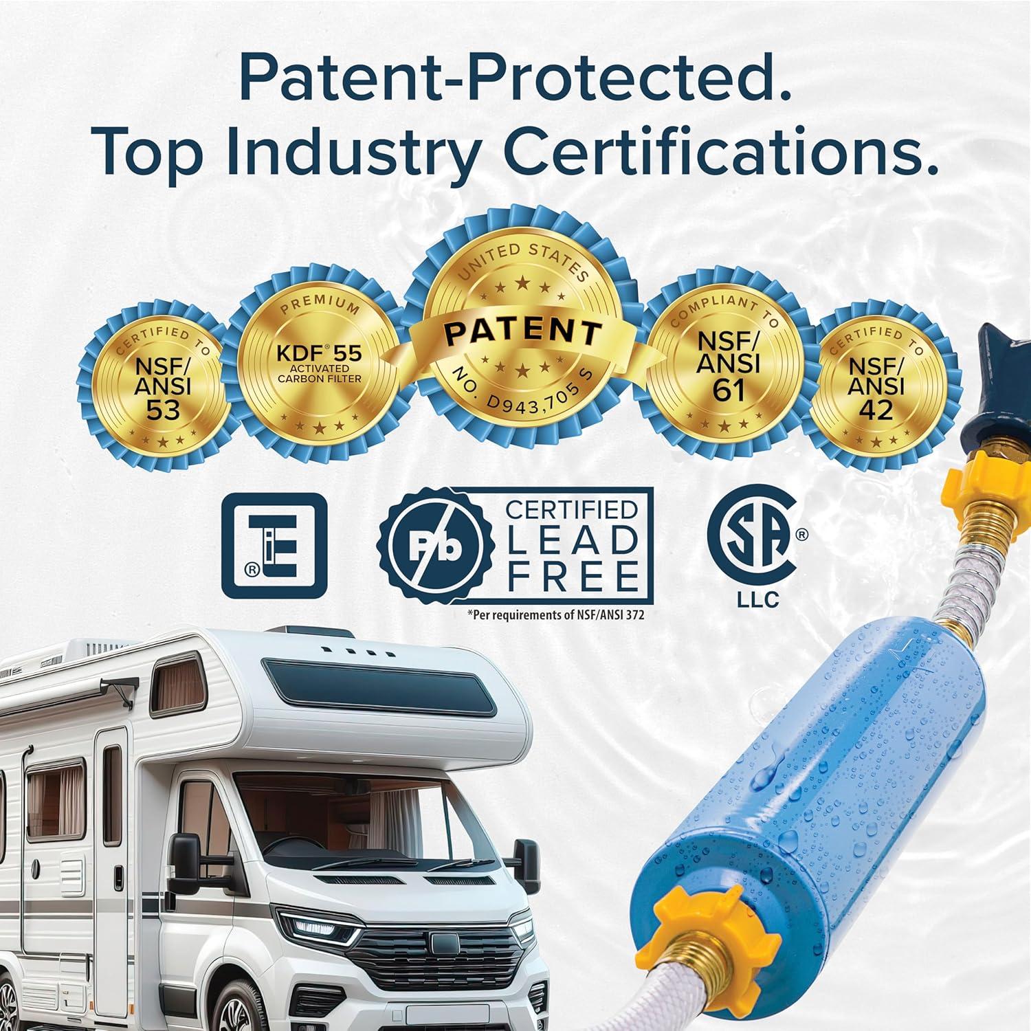 imageCamco Tastepure CamperRV Water Filter  Inline Water Filter Reduces Bad Taste Odor Chlorine ampamp Sediment  Ideal for RVs Campers Travel Trailers Boats  Made in the USA  4Pack 400424 Count Pack of 1