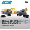 imageCamco 39665 Deluxe 10 Sewer Hose Extension  Heavy Duty Design with Swivel Fittings Easy To Use and Compresses For Simple Storage Storage Caps Included Gray20 Sewer Hose Kit with Wye Connector