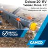 imageCamco 39665 Deluxe 10 Sewer Hose Extension  Heavy Duty Design with Swivel Fittings Easy To Use and Compresses For Simple Storage Storage Caps Included Gray20 Sewer Hose Kit with Wye Connector