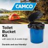 imageCamco Bucket Toilet Seat with Lid  Converts Standard 5 Gallon Bucket into Portable Toilet for Camping  Convenient Camping Toilet for Hunting ampamp More  Includes 3 RV Toilet Waste Bags 41546Portable Toilet Bucket