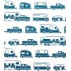 imageCamco Camper ampamp RV Queen Sheet Set  Features Travel Trailer Print Design  Crafted of Soft Machine Washable Polyester  4 Piece Set Includes Fitted Sheet Flat Sheet ampamp 2 Pillowcases 53299Blue Rv Print
