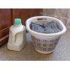 imageCamco Collapsible Laundry Basket  Features Simple PopOpen ampamp CollapseDown Design  Waterproof for Easy CleanUp  Measures 145 x 1975 x 2510 CollapsedExpanded Taupe ampamp White 5195110 inches tall expanded