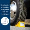 imageCamco Dual Standard RV Wheel Chock wRope  Heavy Duty Trailer Wheel Chock Constructed of Durable Plastic wUV inhibitors  Features Rope Handle for Easy Removal  Use wTires Up to 26in  44470Standard