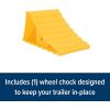 imageCamco Dual Standard RV Wheel Chock wRope  Heavy Duty Trailer Wheel Chock Constructed of Durable Plastic wUV inhibitors  Features Rope Handle for Easy Removal  Use wTires Up to 26in  44470Standard