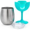 imageCamco Life is Better at The Campsite 8 oz Wine Tumbler 2 Pack  Heavy Duty Double Wall Vacuum Insulation  Crafted of 188 Stainless Steel  Features Removable Blue ampamp Pink Stems 51915Blue and Pink