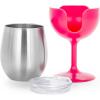 imageCamco Life is Better at The Campsite 8 oz Wine Tumbler 2 Pack  Heavy Duty Double Wall Vacuum Insulation  Crafted of 188 Stainless Steel  Features Removable Blue ampamp Pink Stems 51915Blue and Pink