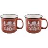 imageCamco Life is Better at The Campsite Ceramic Mug  Microwave and Dishwasher Safe  White Background with Sketched RVs Design  14oz 53383Speckled Red