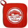imageCamco Life is Better at The Campsite Heat Resistant Oven Mitt and Pot Holder Set Pattern Design Excellent for RV Kitchens Camping and More 53259Multicolor Oven Mitt  Red Pot Holder
