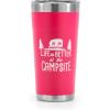 imageCamco Life is Better at The Campsite Tumbler  Heavy Duty Double Wall Vacuum Insulation  Crafted of 188 Stainless Steel  Unique Life is Better at The Campsite Design on Coral Pink  20oz 53061Coral Pink