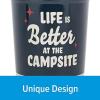 imageCamco Life is Better at The Campsite Tumbler  Heavy Duty Double Wall Vacuum Insulation  Crafted of 188 Stainless Steel  Unique Life is Better at The Campsite Design on Coral Pink  20oz 53061TanRed Stripes