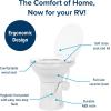 imageCamco Premium Ceramic CamperRV Toilet  Features Gravity Flush System wConvenient Foot Pedal  FullSized Ergonomic Design w18quot Chair Height  SoftClose Wood Seat ampamp Lid  White 41710White