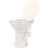 imageCamco Premium Ceramic CamperRV Toilet  Features Gravity Flush System wConvenient Foot Pedal  FullSized Ergonomic Design w18quot Chair Height  SoftClose Wood Seat ampamp Lid  White 41710Bone