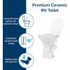 imageCamco Premium Ceramic CamperRV Toilet  Features Gravity Flush System wConvenient Foot Pedal  FullSized Ergonomic Design w18quot Chair Height  SoftClose Wood Seat ampamp Lid  White 41710White