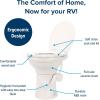 imageCamco Premium Ceramic CamperRV Toilet  Features Gravity Flush System wConvenient Foot Pedal  FullSized Ergonomic Design w18quot Chair Height  SoftClose Wood Seat ampamp Lid  White 41710Bone