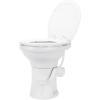 imageCamco Premium Ceramic CamperRV Toilet  Features Gravity Flush System wConvenient Foot Pedal  FullSized Ergonomic Design w18quot Chair Height  SoftClose Wood Seat ampamp Lid  White 41710White