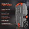 imageCamco Rhino 28Gallon Portable CamperRV Tote Tank  Features 2 Steerable NoFlat Front Wheels ampamp BuiltIn Gate Valve  Includes Removable 24quot Tow Bar 3 Sewer Hose ampamp More RV Accessories 3900536 Gallon