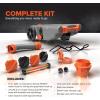 imageCamco Rhino 28Gallon Portable CamperRV Tote Tank  Features 2 Steerable NoFlat Front Wheels ampamp BuiltIn Gate Valve  Includes Removable 24quot Tow Bar 3 Sewer Hose ampamp More RV Accessories 3900536 Gallon