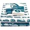 imageCamco Camper ampamp RV Queen Sheet Set  Features Travel Trailer Print Design  Crafted of Soft Machine Washable Polyester  4 Piece Set Includes Fitted Sheet Flat Sheet ampamp 2 Pillowcases 53299Blue Rv Print