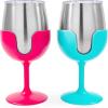 imageCamco Life is Better at The Campsite 8 oz Wine Tumbler 2 Pack  Heavy Duty Double Wall Vacuum Insulation  Crafted of 188 Stainless Steel  Features Removable Blue ampamp Pink Stems 51915Blue and Pink