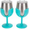 imageCamco Life is Better at The Campsite Wine Tumbler  Heavy Duty Double Wall Vacuum Insulation  Crafted of 188 Stainless Steel  Features Removable Light Blue Stems  2Pk 8ozEach 53484