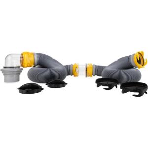 imageCamco 39665 Deluxe 10 Sewer Hose Extension  Heavy Duty Design with Swivel Fittings Easy To Use and Compresses For Simple Storage Storage Caps Included Gray20 Sewer Hose Kit