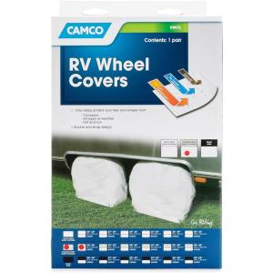 imageCamco 45322 Vinyl RV Wheel ampamp Tire Protector 1 Pair 27 inches29 inches WhiteOffWhite