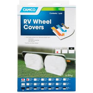 imageCamco 45322 Vinyl RV Wheel ampamp Tire Protector 1 Pair 27 inches29 inches WhiteWhite