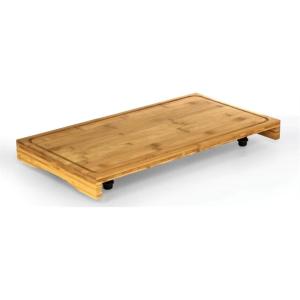 imageCamco Bamboo Stove Top Work Surface with Adjustable Legs ampamp Built in Juice Groove  Covers Stove Top to Create Additional Kitchen Workspace  2 Burner 43547