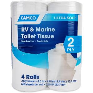 imageCamco Camper ampamp RV Toilet Paper  16Rolls  2Ply Quick Dissolve RV Septic Safe Bath Tissue  Dye ampamp Fragrance Free  500 Sheets Per Roll 40282Toilet Tissue