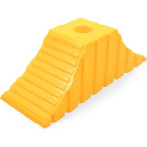 imageCamco Dual Standard RV Wheel Chock wRope  Heavy Duty Trailer Wheel Chock Constructed of Durable Plastic wUV inhibitors  Features Rope Handle for Easy Removal  Use wTires Up to 26in  44470Tandem