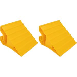 imageCamco Dual Standard RV Wheel Chock wRope  Heavy Duty Trailer Wheel Chock Constructed of Durable Plastic wUV inhibitors  Features Rope Handle for Easy Removal  Use wTires Up to 26in  44470Large Pack of 6