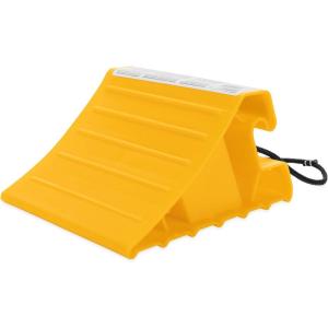 imageCamco Dual Standard RV Wheel Chock wRope  Heavy Duty Trailer Wheel Chock Constructed of Durable Plastic wUV inhibitors  Features Rope Handle for Easy Removal  Use wTires Up to 26in  44470Large w Rope