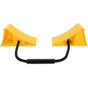 imageCamco Dual Standard RV Wheel Chock wRope  Heavy Duty Trailer Wheel Chock Constructed of Durable Plastic wUV inhibitors  Features Rope Handle for Easy Removal  Use wTires Up to 26in  44470Dual Standard w Rope