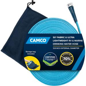 imageCamco EVOFlex 25Ft RV Drinking Water Hose  Features Extra Flexible Design wStainless Steel Strain Relief Ends  LeadFree BPAFree and PhthalateFree  58 Inside Diameter 2259150foot