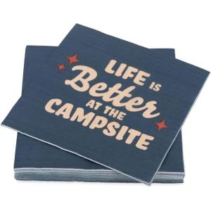 imageCamco Life is Better at The Campsite Paper Napkins  Features a Dark Blue with Red Retro Stars and Large Tan quotLife is Better at The Campsitequot Design  30Count 53496
