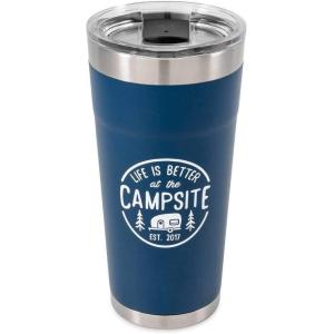 imageCamco Life is Better at The Campsite Stainless Steel 20 oz Tumbler with Double Wall Insulation  Great for Hot and Cold Drinks  Navy 53323