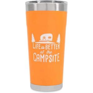 imageCamco Life is Better at The Campsite Stainless Steel 20 oz Tumbler with Double Wall Insulation  Great for Hot and Cold Drinks  Orange 53055