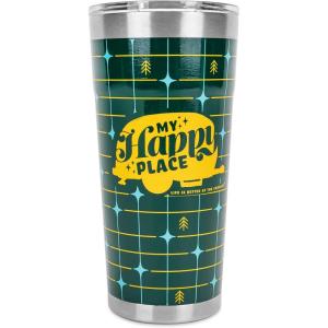 imageCamco Life is Better at The Campsite Tumbler  Heavy Duty Double Wall Vacuum Insulation  Crafted of 188 Stainless Steel  Unique Life is Better at The Campsite Design on Coral Pink  20oz 53061Retro Yellow  Green Grid