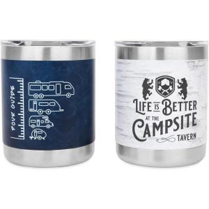 imageCamco Life is Better at the Campsite Lowball Whiskey Tumblers  Stylish and Insulated Drinkware for Favorite Whiskey or Bourbon  2Pack 53328